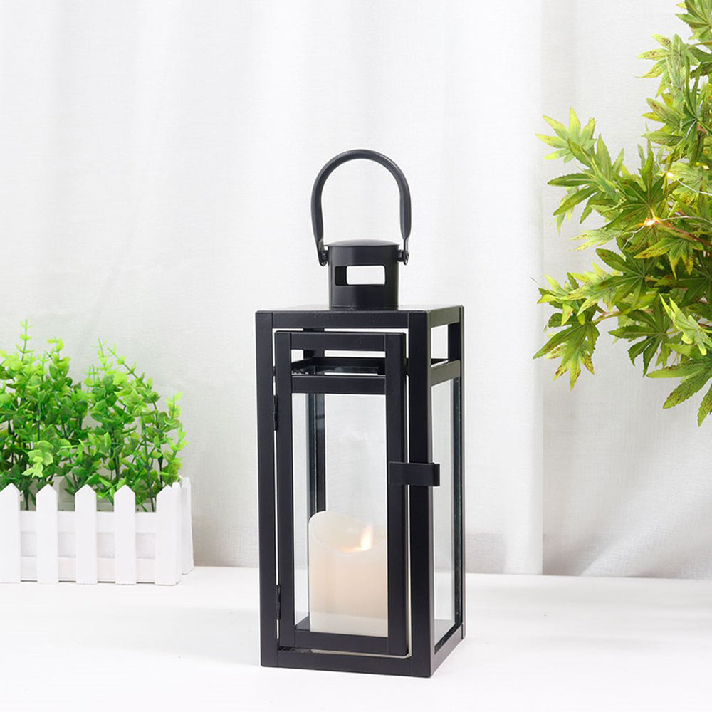 12'' High Metal Decorative Candle Lantern (Black)-3