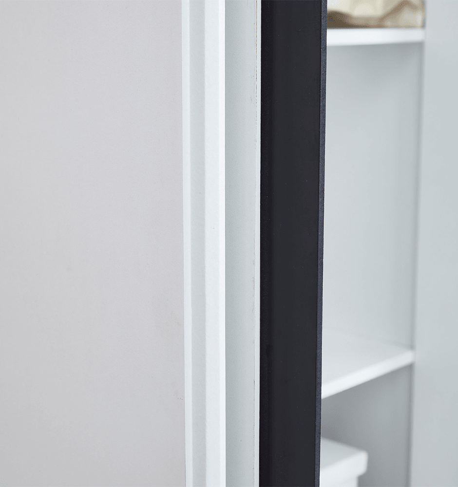 74.2" H White 4-Door Wardrobe Closet – Modern Wood Armoire with Black Accents & Hanging Rod - PRHOMZ