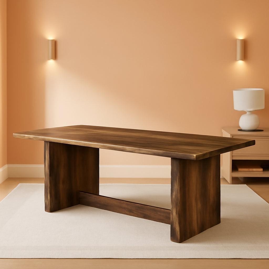 70 Inch Brown Solid Wood Rectangular Dining Table Seats Six