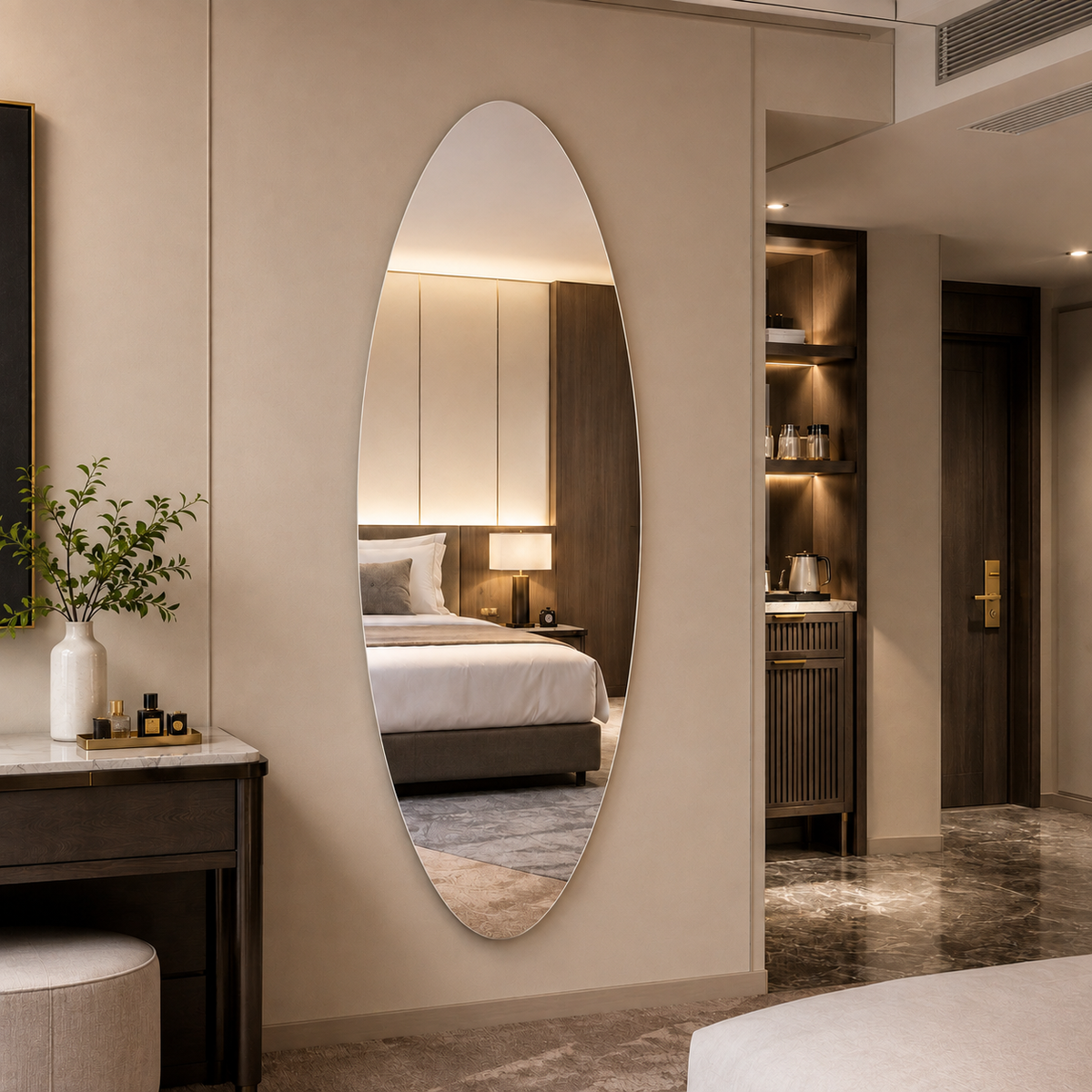 65" x 21" Modern Oval Full Length Wall Mirror