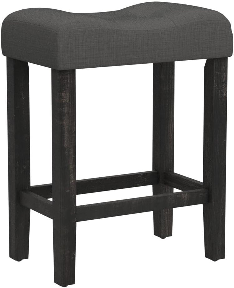 Sora Button Tufted Counter Height Saddle Stools Set of 2 Gray