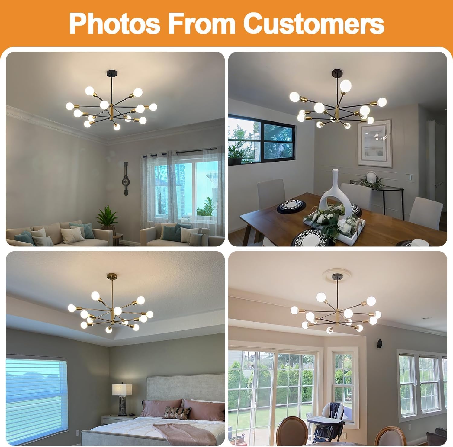 33Inch Modern Chandelier GoldBlack 12Light Adjustable-2