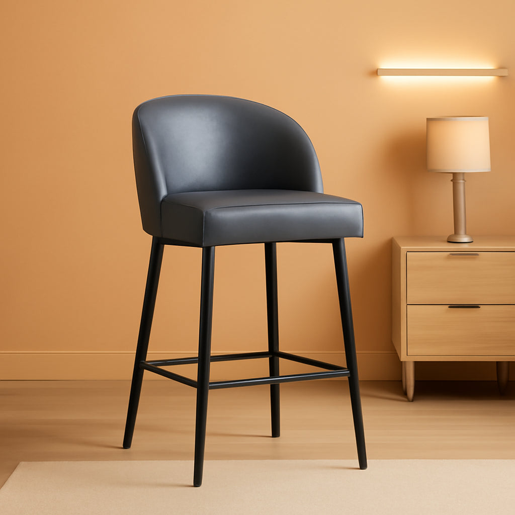 Counter Height Bar Stools 3 Pack Blue Faux Leather Swivel