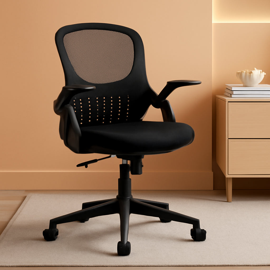 Black Ergonomic Mesh Office Chair With Lumbar Support And Adjustable Arms