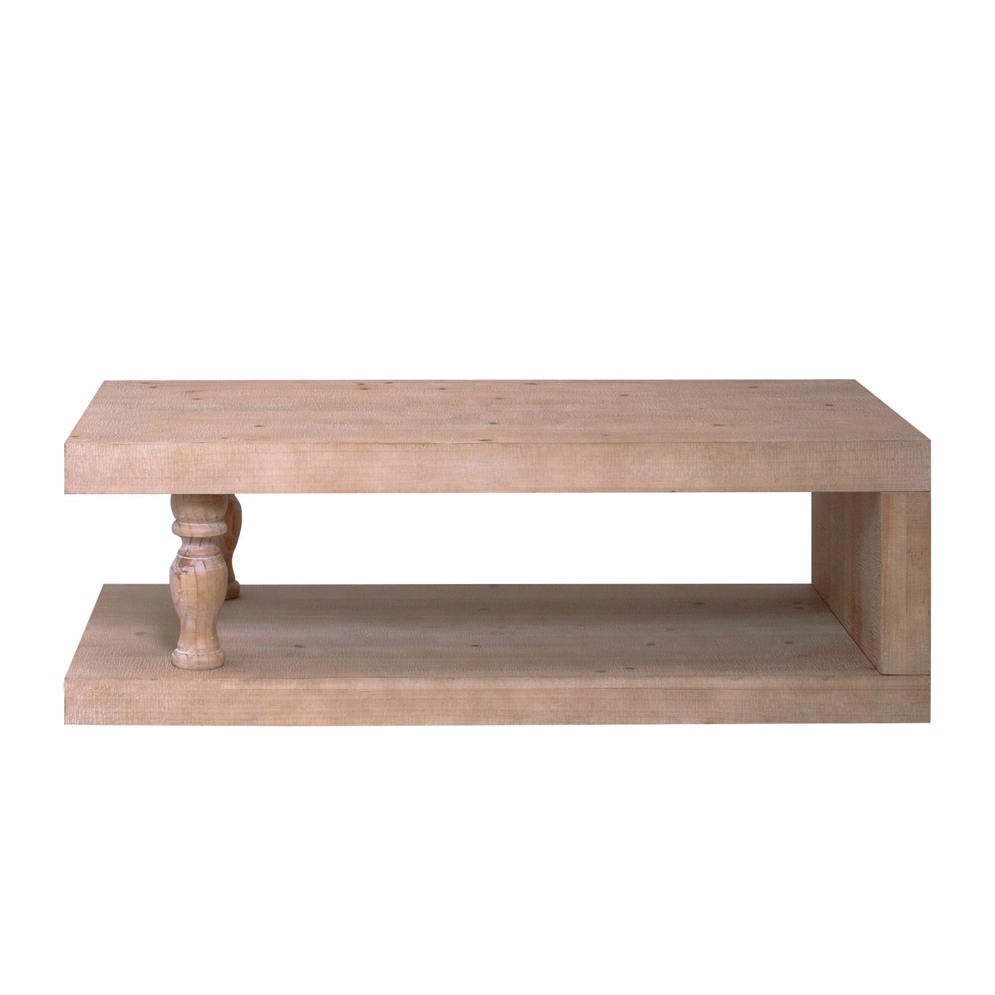 Rustic Solid Wood Coffee Table with Open Shelf – 47.2"