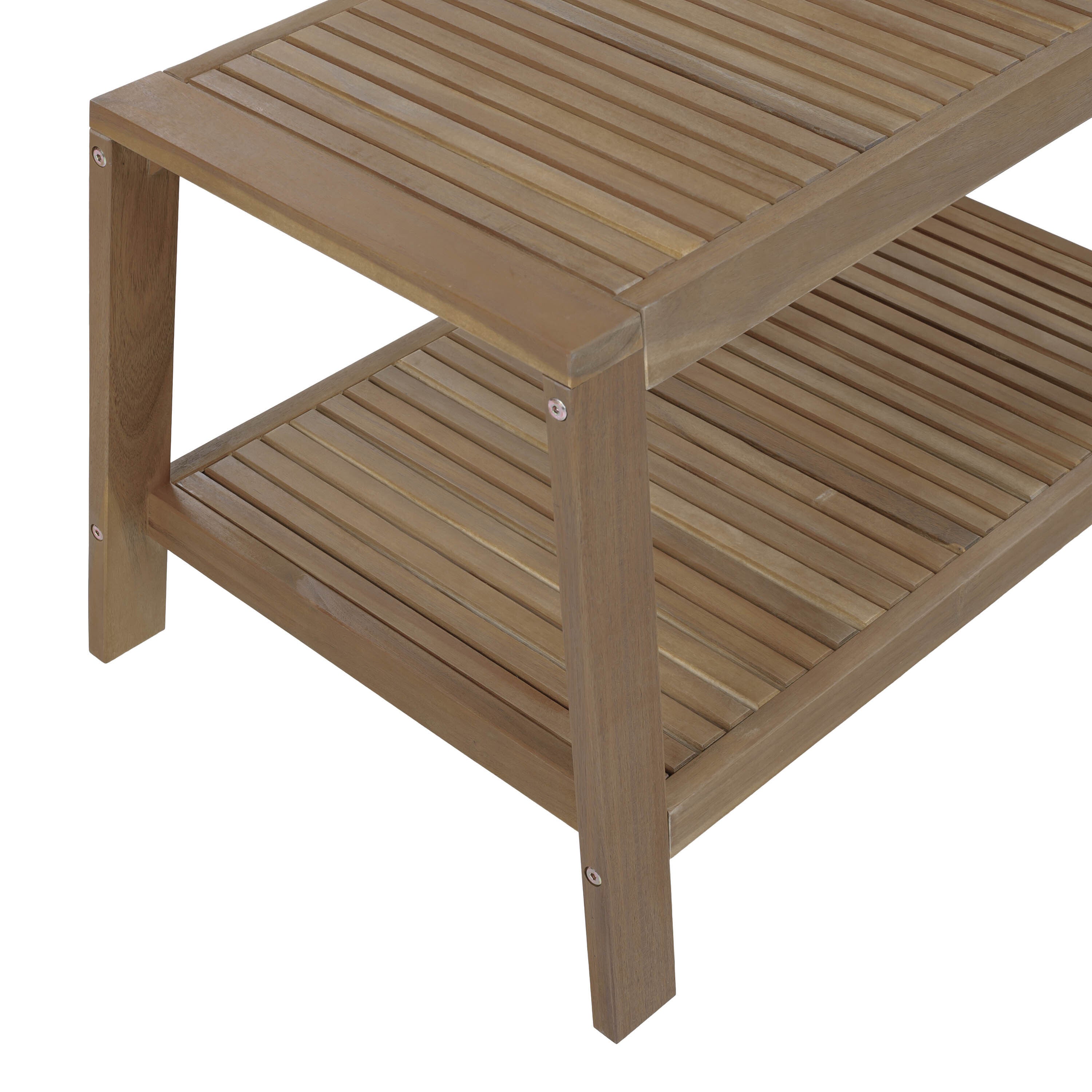 2-Piece Outdoor Gray Acacia Wood Conversation Set