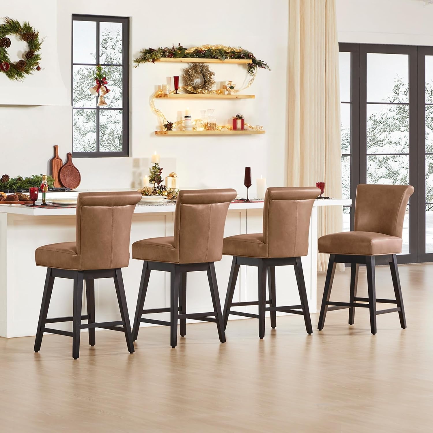 26 Inch Counter Height Swivel Bar Stools Set