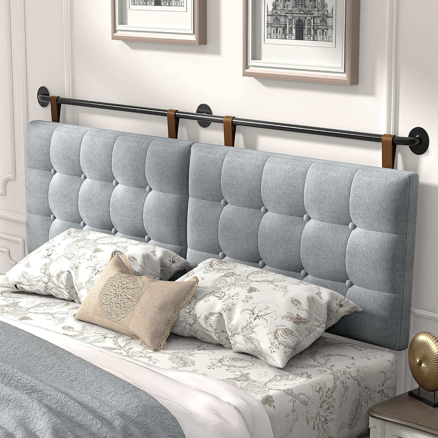Adjustable Wall Mounted King Size Headboard with Tufting
