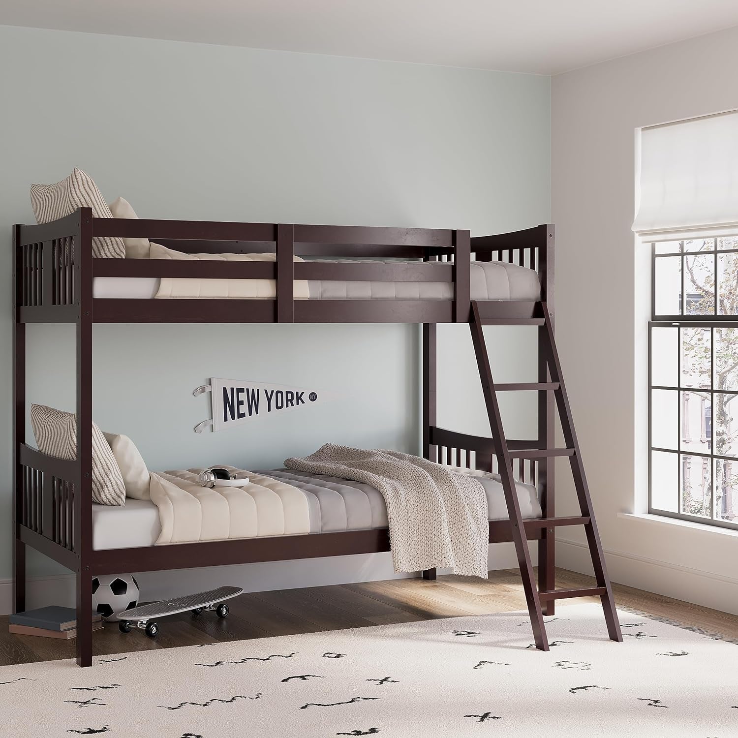 Espresso Twin Over Twin Bunk Bed GREENGUARD Gold Certified