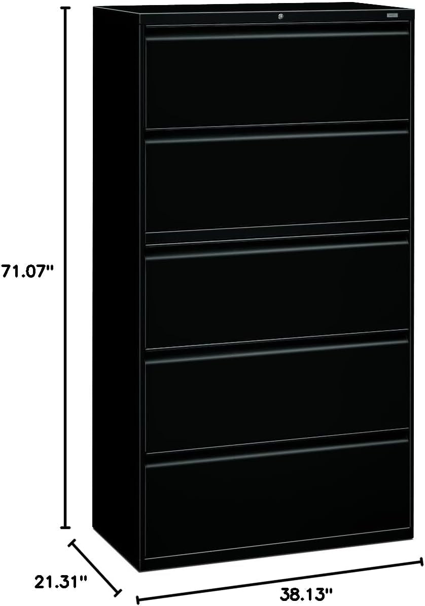 Five Drawer Lateral File Cabinet With Lock, 36W x 19.25D x 67H
