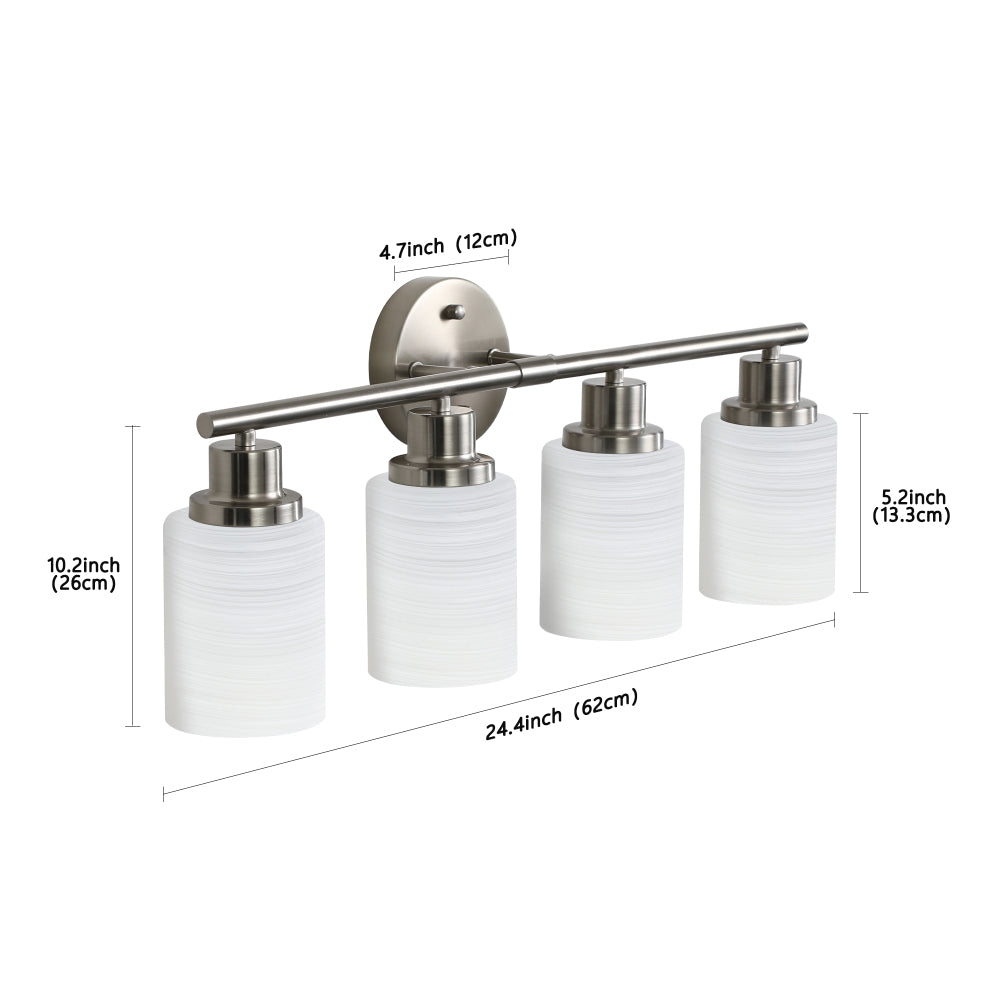 Vanity Light Fixture | 4/5/6/8-Light Bathroom Wall Sconce with Frosted White Glass & Iron Frame — Black, Chrome or Gold, 4 Sizes