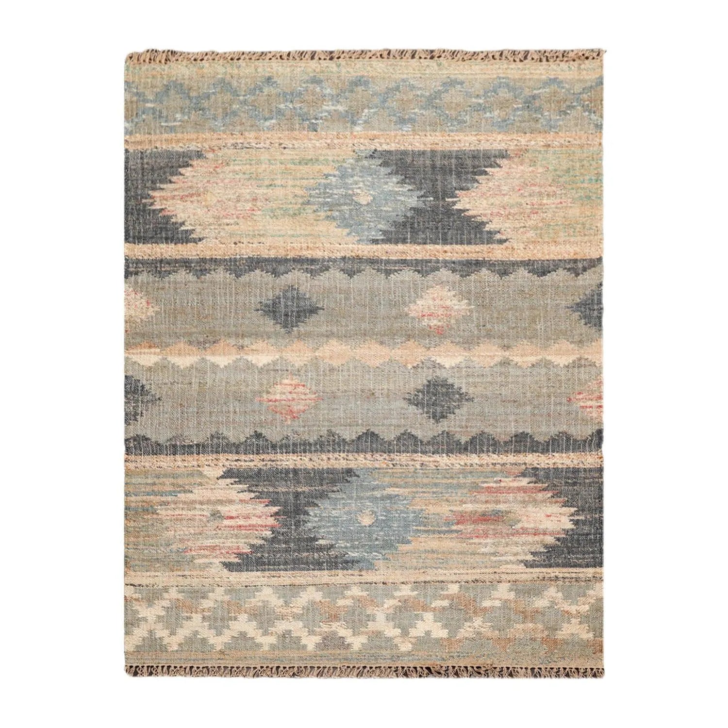 5'6''x7'3'' Hand Woven Natural Fiber Jute Southwestern Flatweave Kilim Area Rug