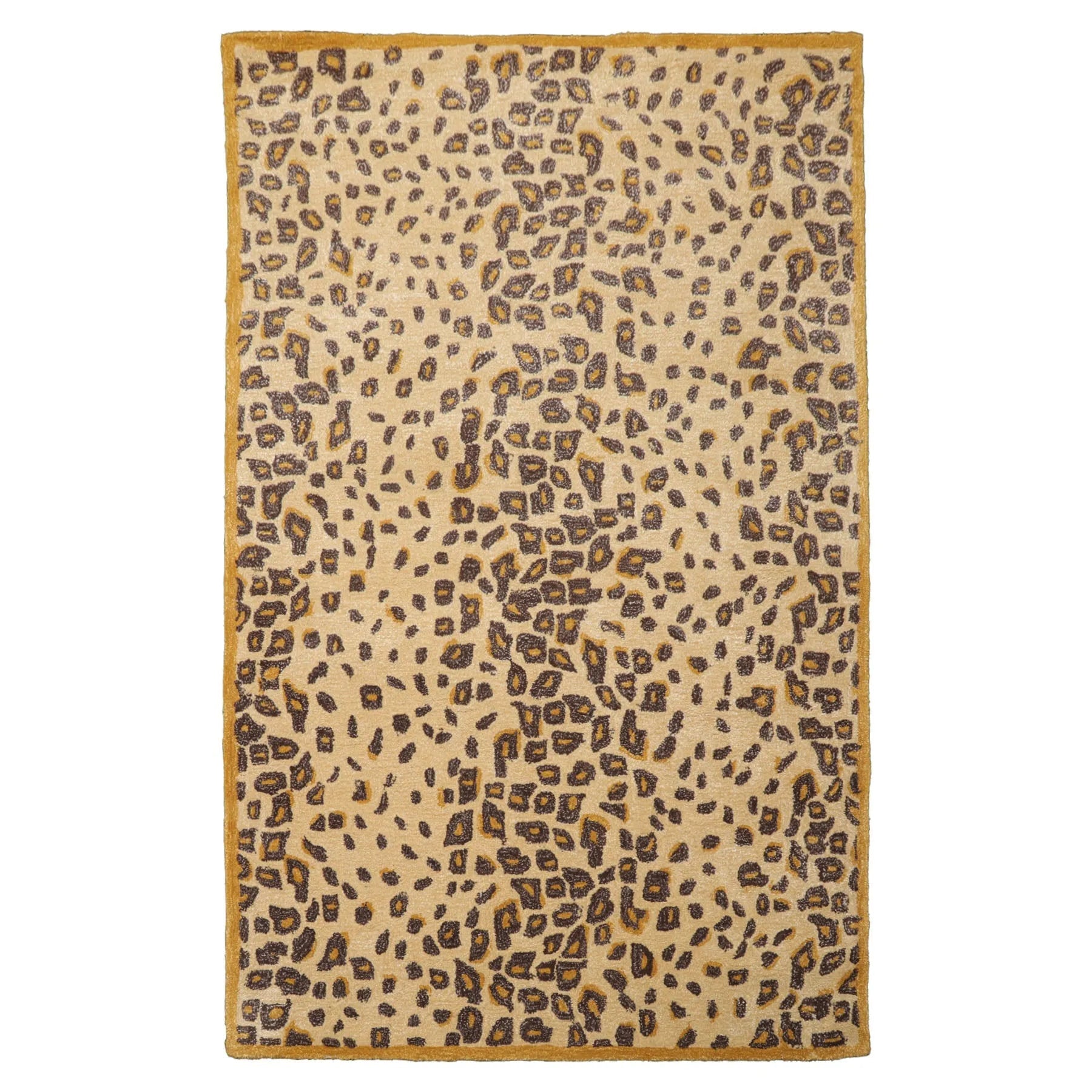 LoomBloom Multi Size Warm Beige Hand Tufted Modern Leopard Print Wool and Bamboo Silk Oriental Area Rug