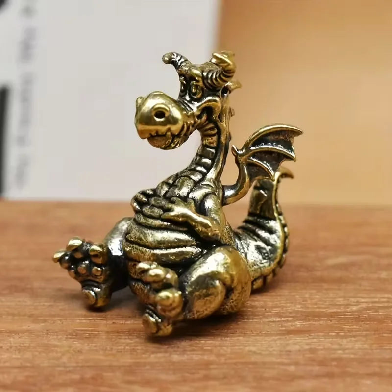 Vintage Brass Dragon Figurine Intricate Design, Ideal for Home Decor, Living Room, Bedroom, Bookshelf, TV Stand