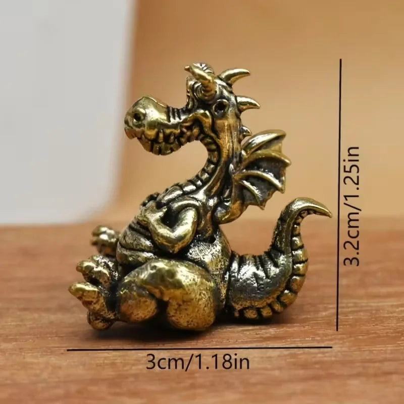 Vintage Brass Dragon Figurine Intricate Design, Ideal for Home Decor, Living Room, Bedroom, Bookshelf, TV Stand