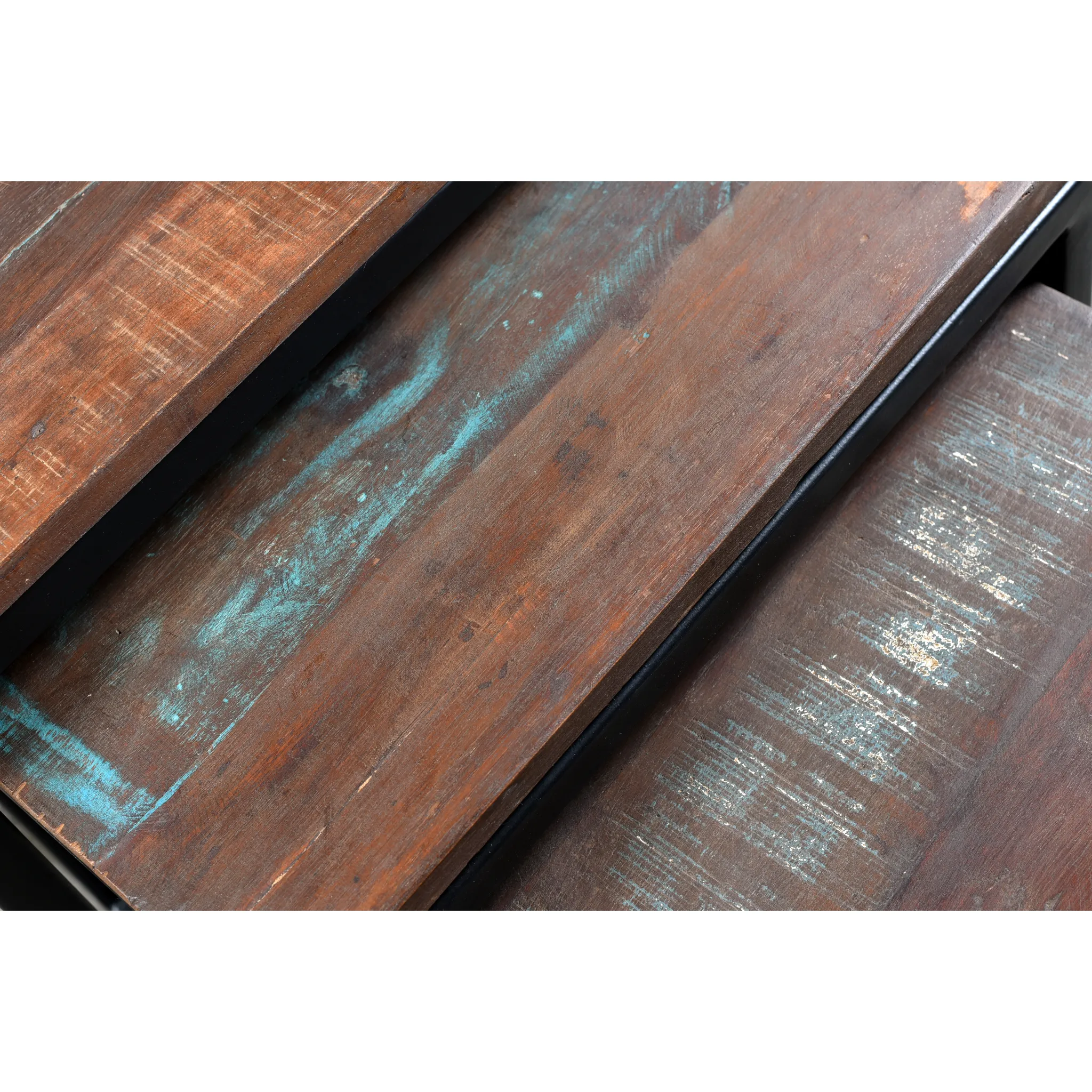 Reclaimed Wood Metal Nesting Table
