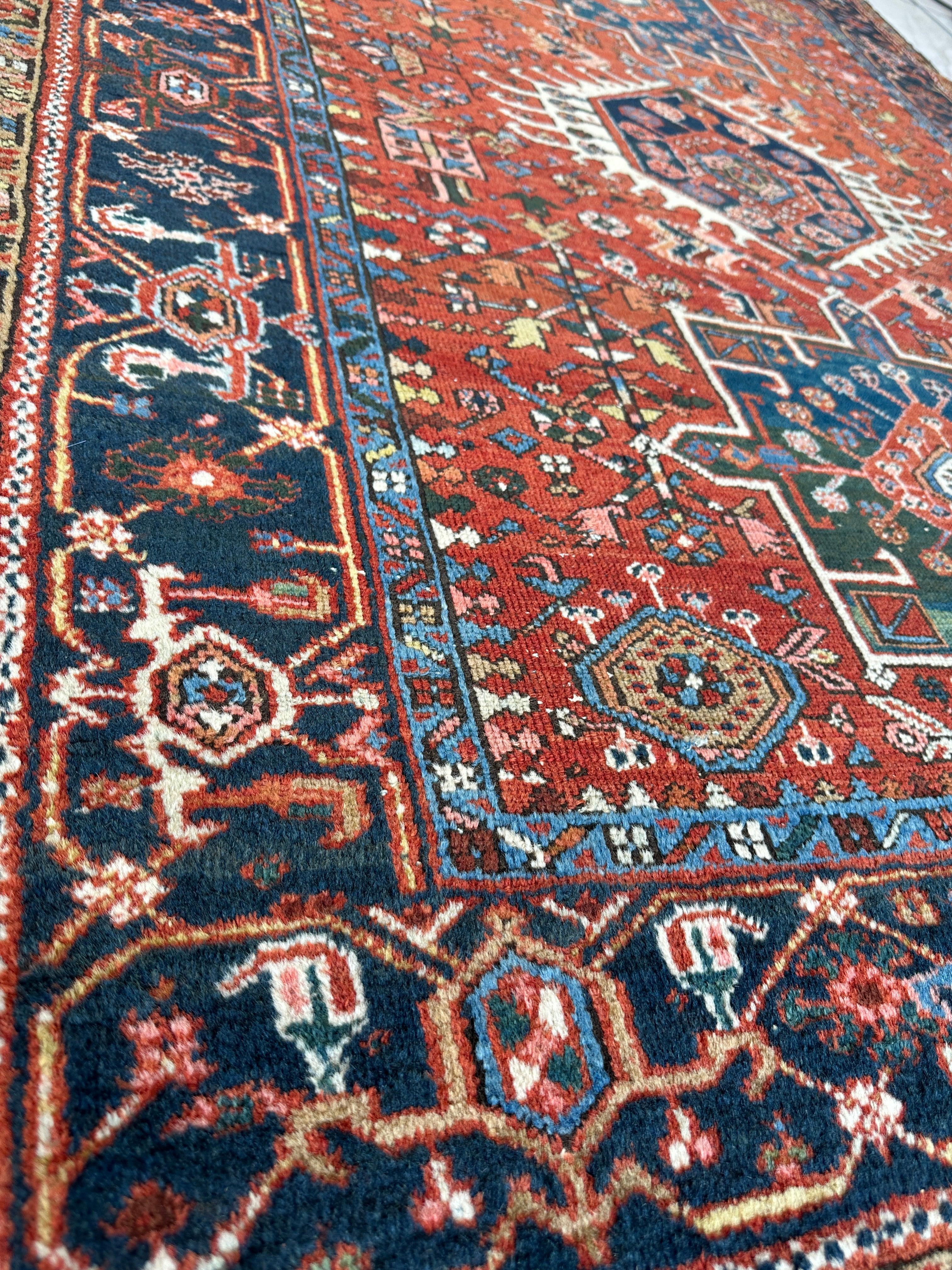 KARAJA Persian Antique Heriz Rug 4'9" x 6'