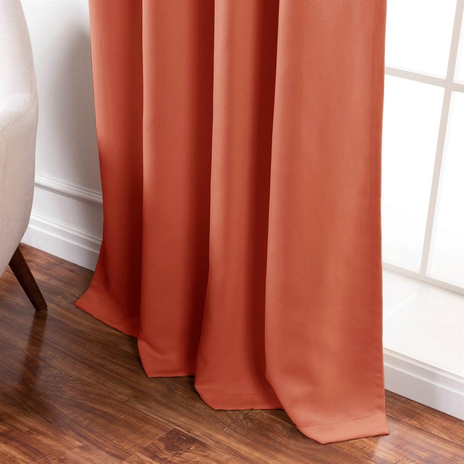 52 x 84 inch Solid Orange Apricot Thermal Blackout Curtain Panels - Set of 2 - PRHOMZ