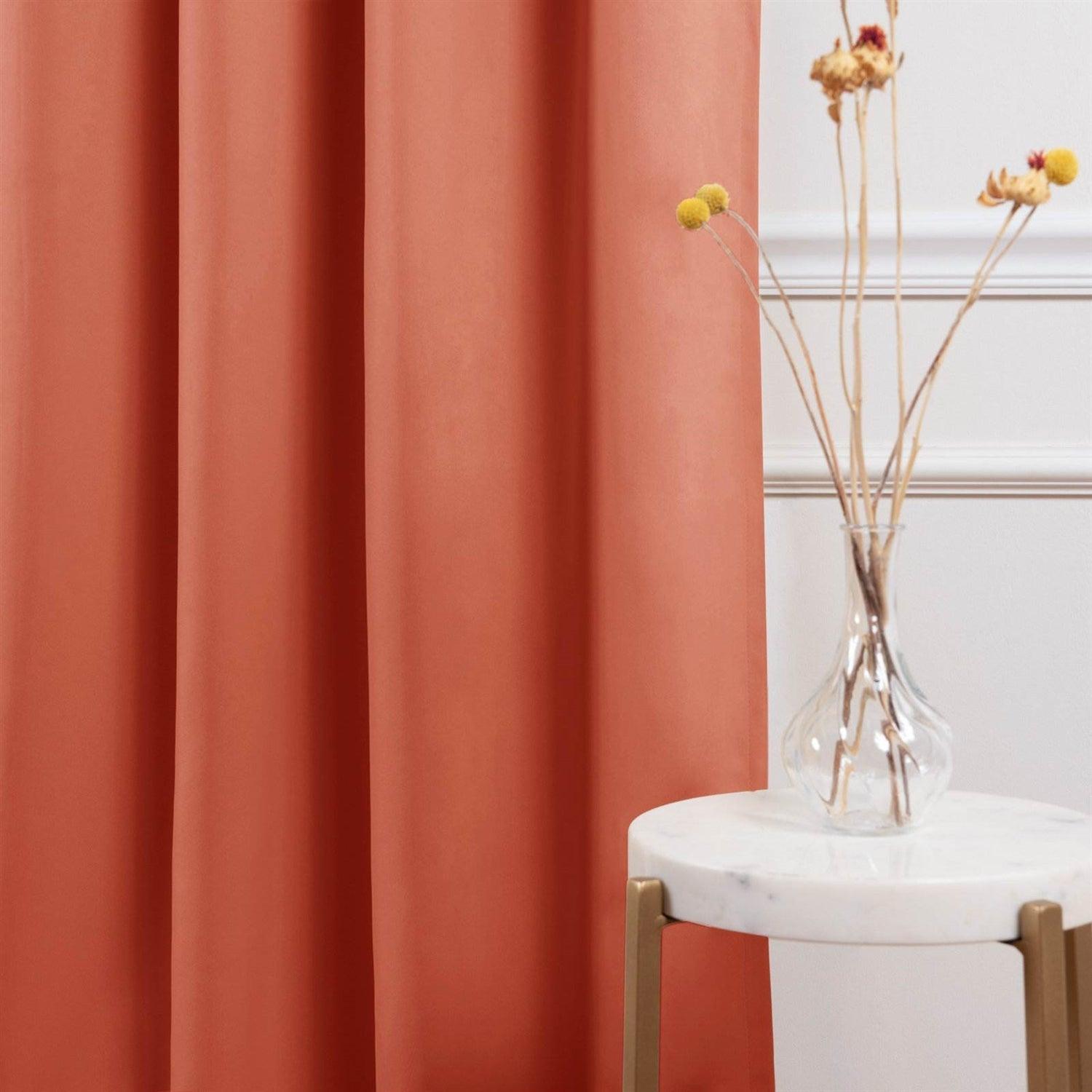 52 x 84 inch Solid Orange Apricot Thermal Blackout Curtain Panels - Set of 2 - PRHOMZ