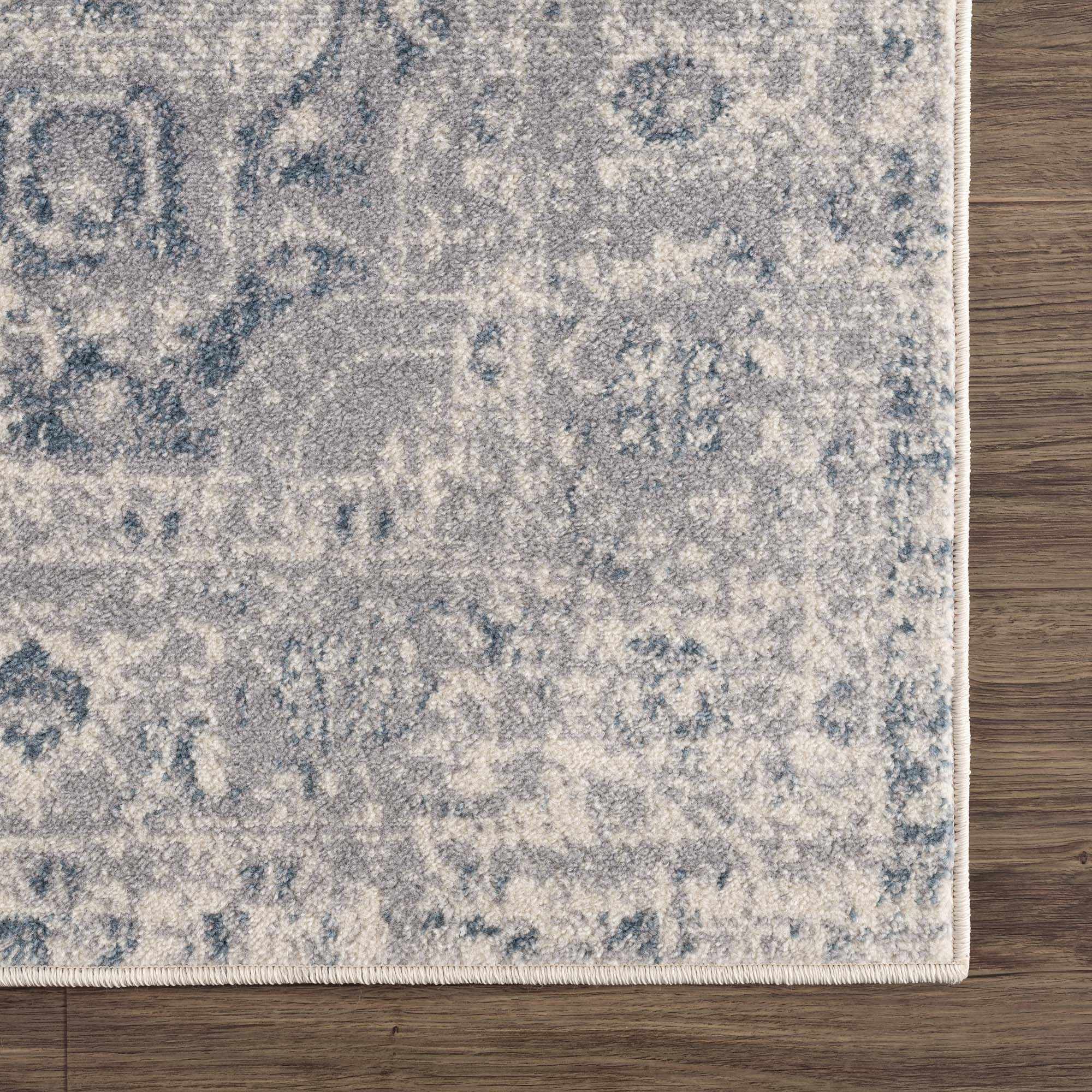Peeta Gray Blue Medallion Area Rug