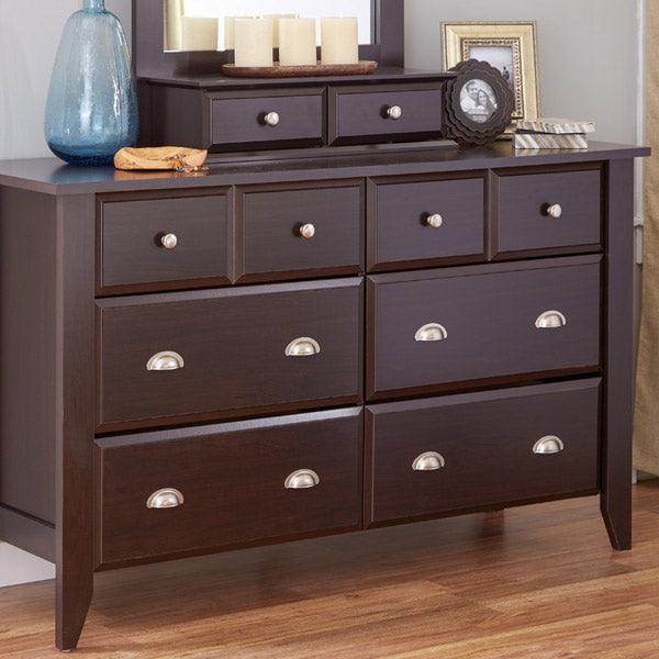Dark Brown Wood 6-Drawer Wardrobe Dresser - PRHOMZ
