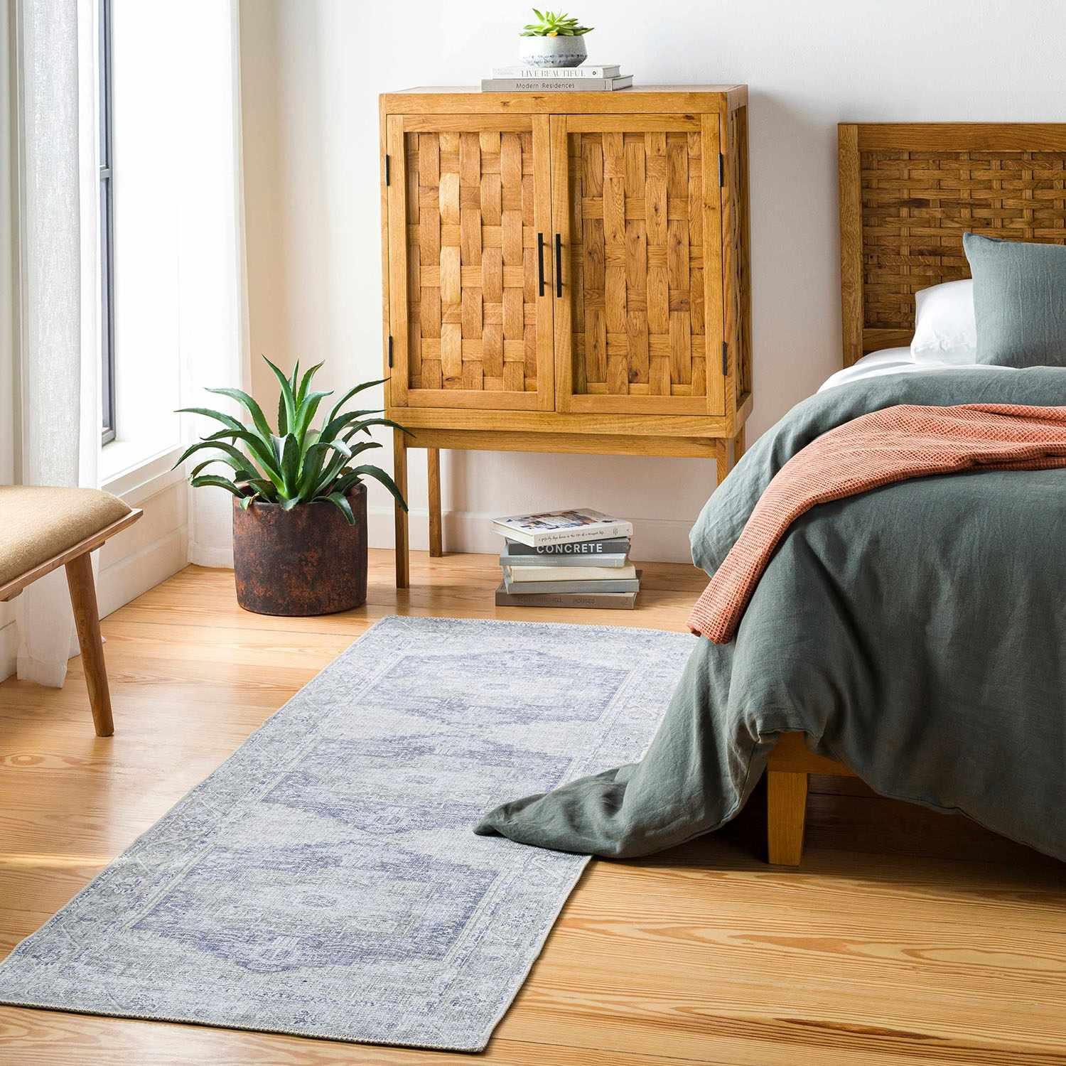 Olive Nisa Vintage Washable Runner - PRHOMZ