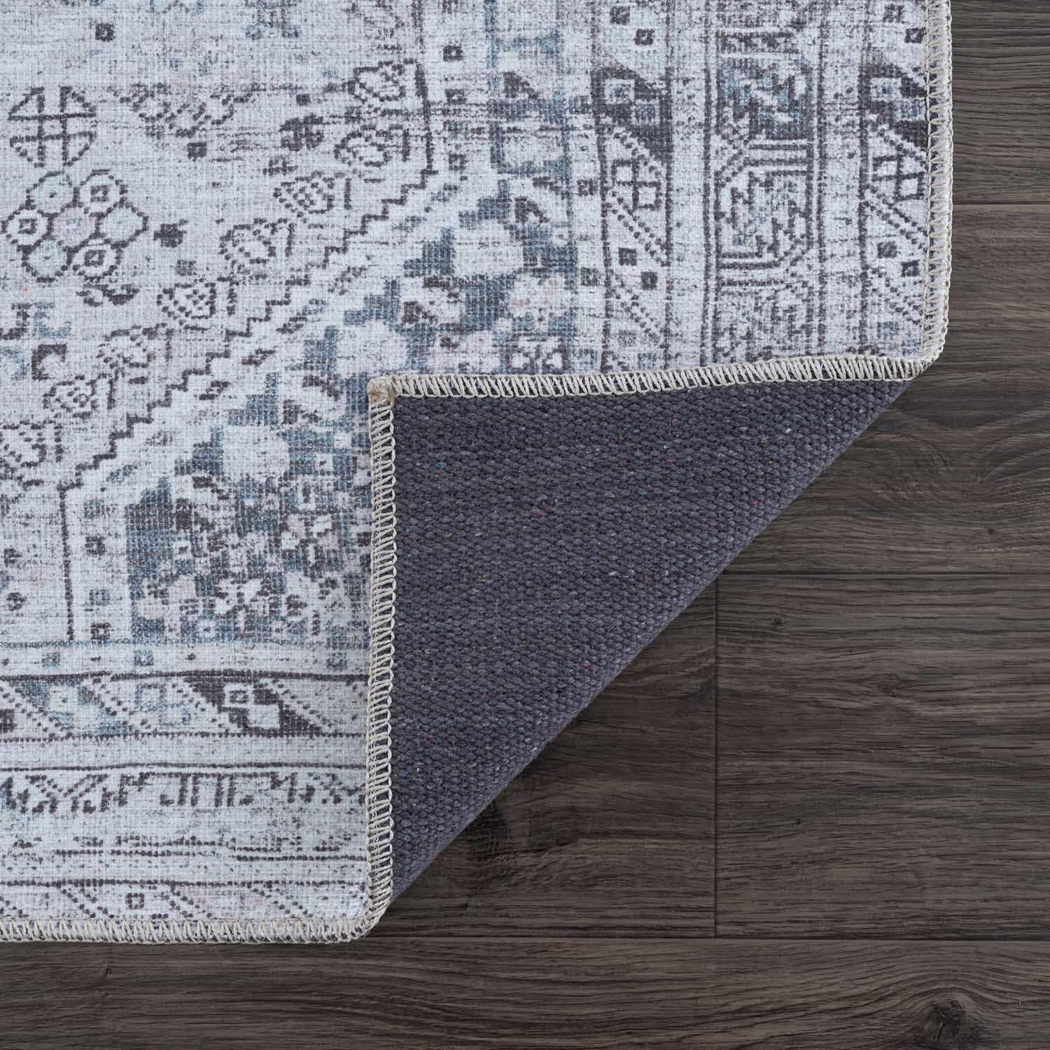 Barny Gray Washable Area Rug - PRHOMZ