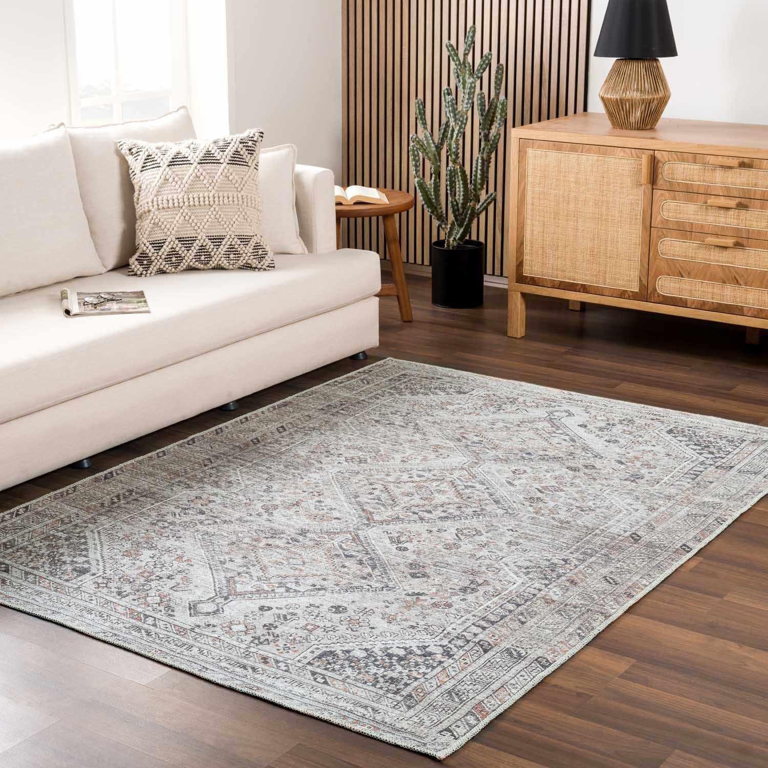 Barny Beige Washable Area Rug – Practical & Stylish Flooring - PRHOMZ