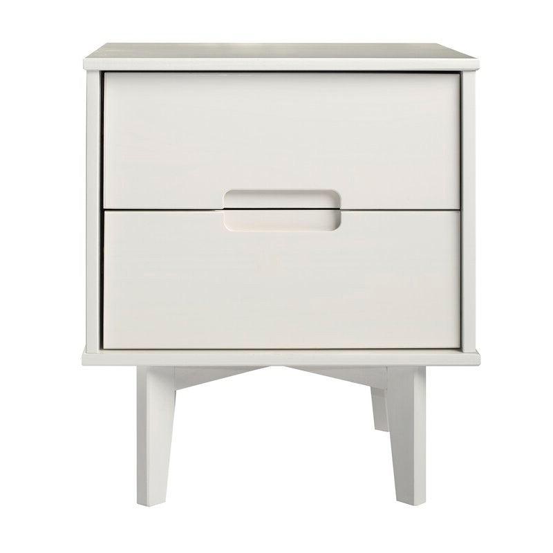 FarmHouse 2 Drawer Solid Wood Nightstand White - PRHOMZ