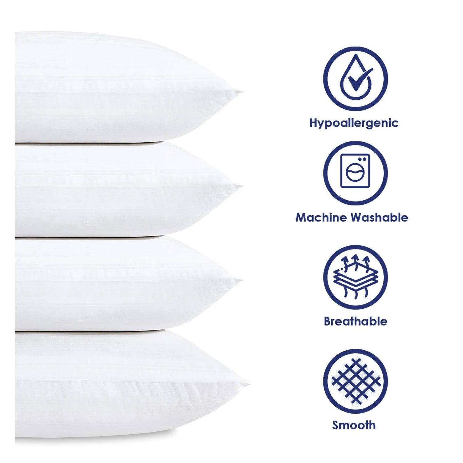 Set of 4 - Queen size Down Alternative Pillows - Machine Washable - PRHOMZ