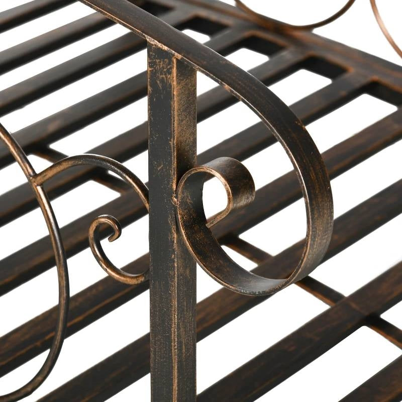 Outdoor Vintage Bronze Arch 6-ft Garden Bridge with Side-Rails-2