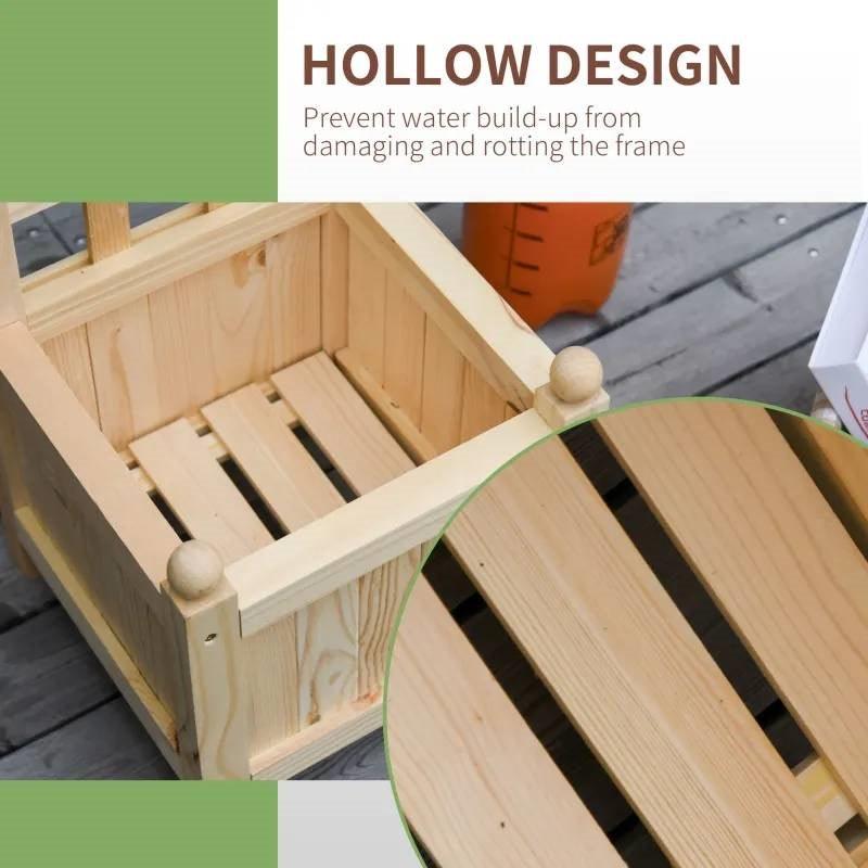 Solid Fir Wood Raised Garden Bed Planter Box with Trellis - PRHOMZ