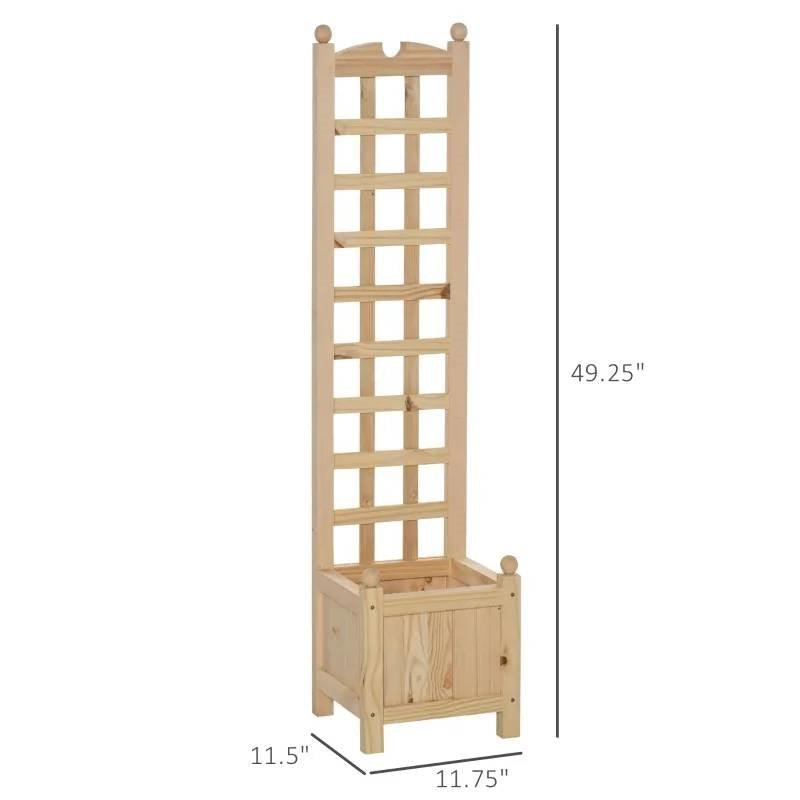 Solid Fir Wood Raised Garden Bed Planter Box with Trellis - PRHOMZ