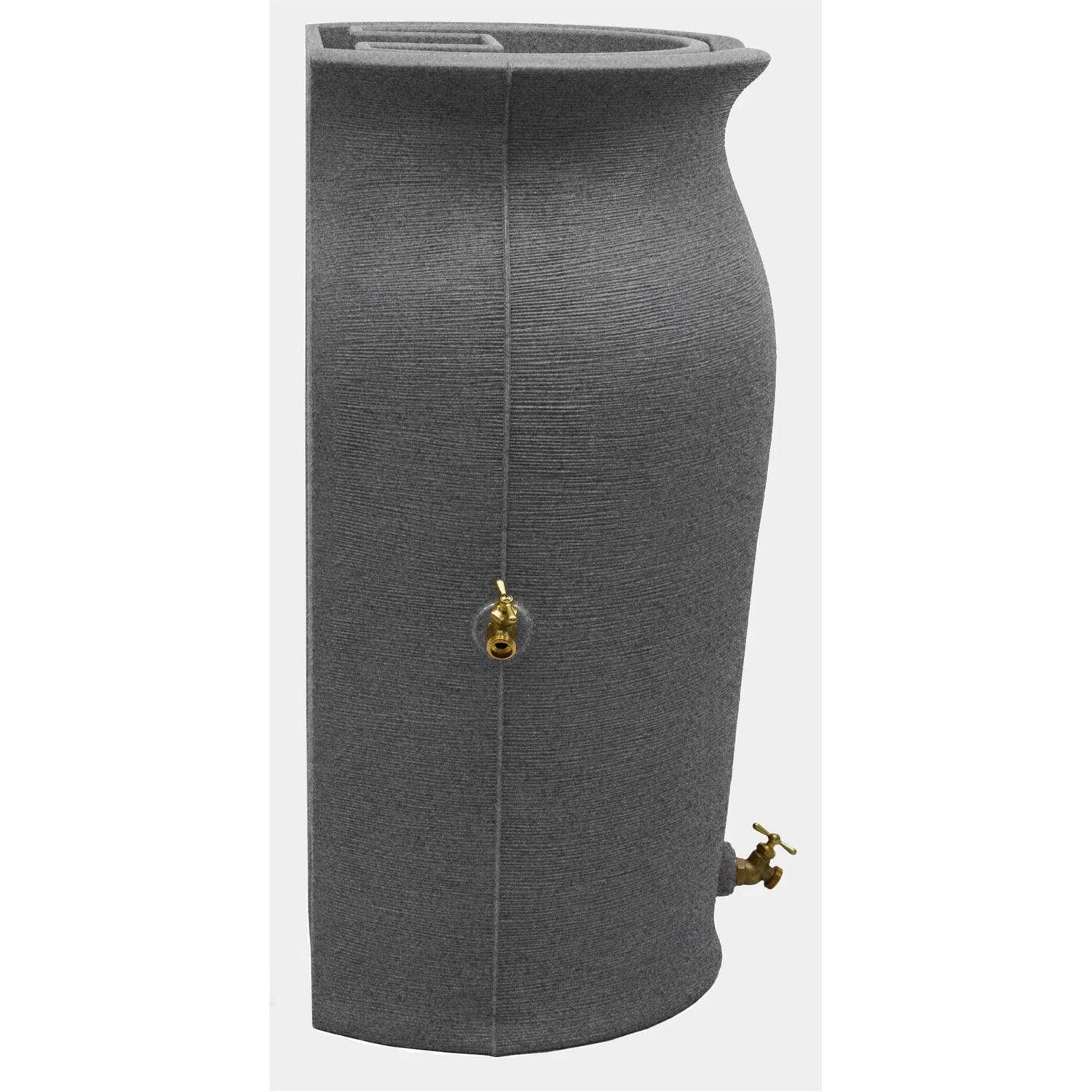 Dark Grey Granite 50-Gallon Plastic Urn Rain Barrel with Planter Top - PRHOMZ