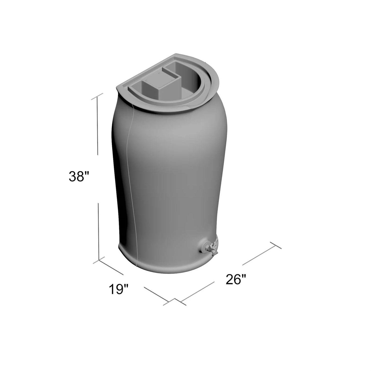 Dark Grey Granite 50-Gallon Plastic Urn Rain Barrel with Planter Top - PRHOMZ