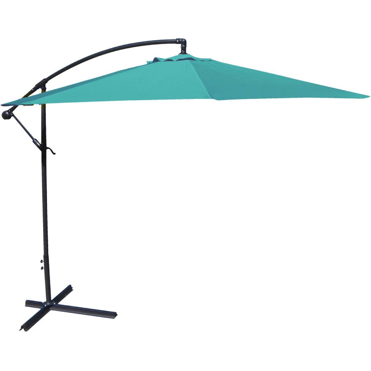 10-Ft Offset Cantilever Patio Umbrella with Aruba Teal Canopy-0