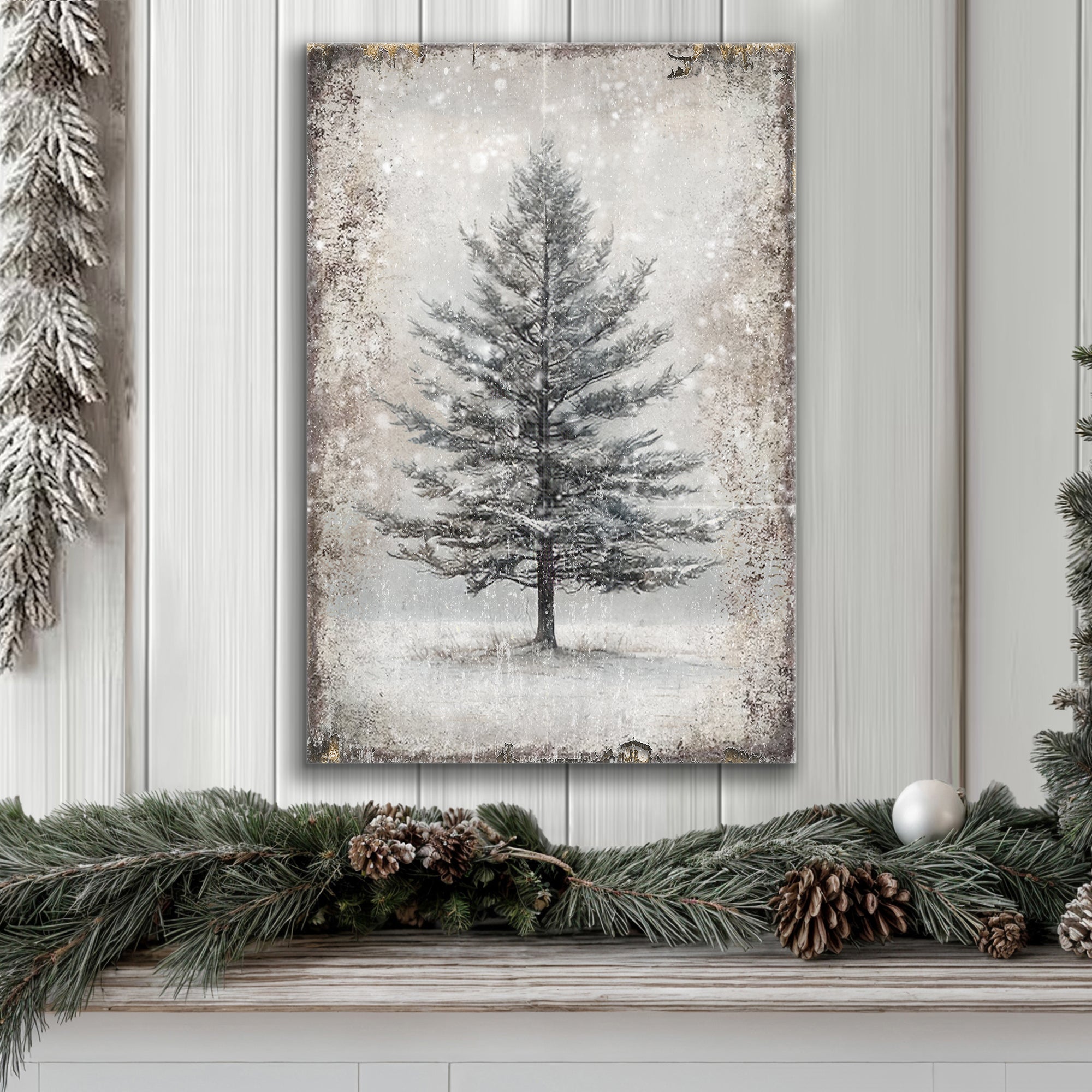 Vintage Christmas Tree Wall Art VIII
