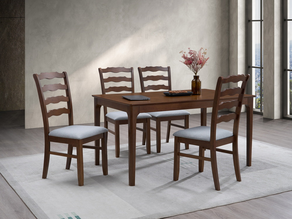 ACTU Farmhouse Dining Table Set with Upholstered Chairs for 4–6