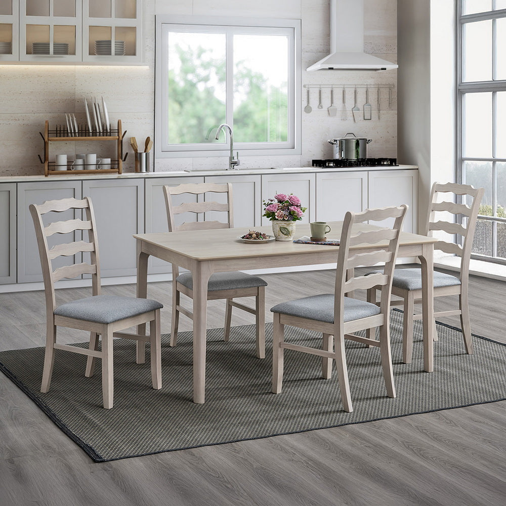 ACTU Farmhouse Dining Table Set with Upholstered Chairs for 4–6