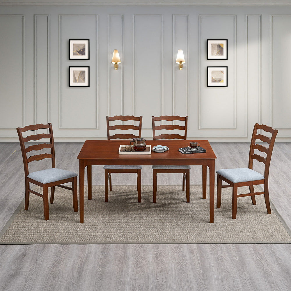 ACTU Farmhouse Dining Table Set with Upholstered Chairs for 4–6