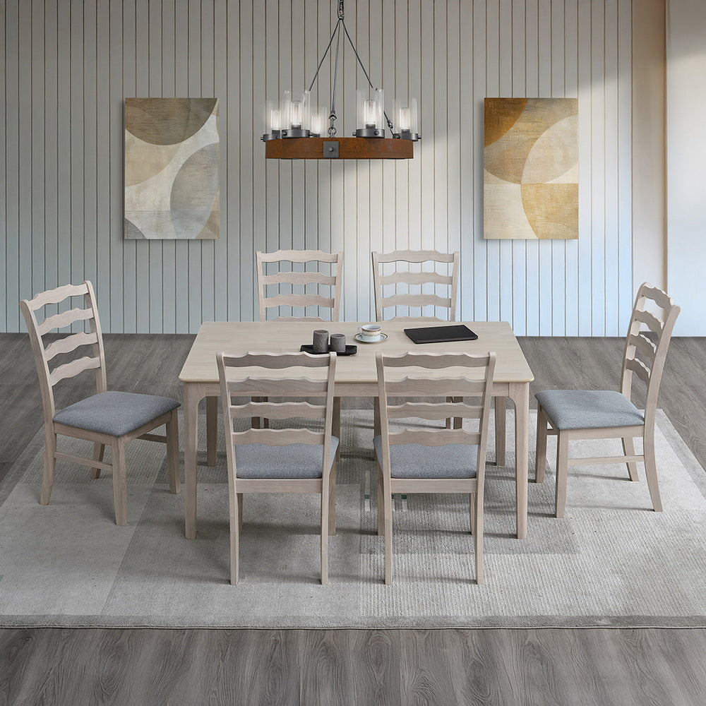 ACTU Farmhouse Dining Table Set with Upholstered Chairs for 4–6