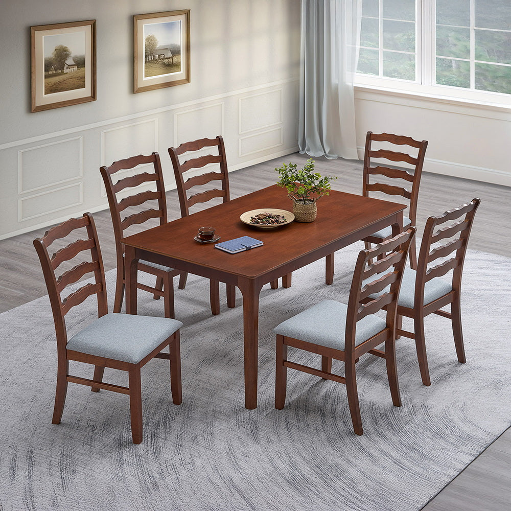 ACTU Farmhouse Dining Table Set with Upholstered Chairs for 4–6