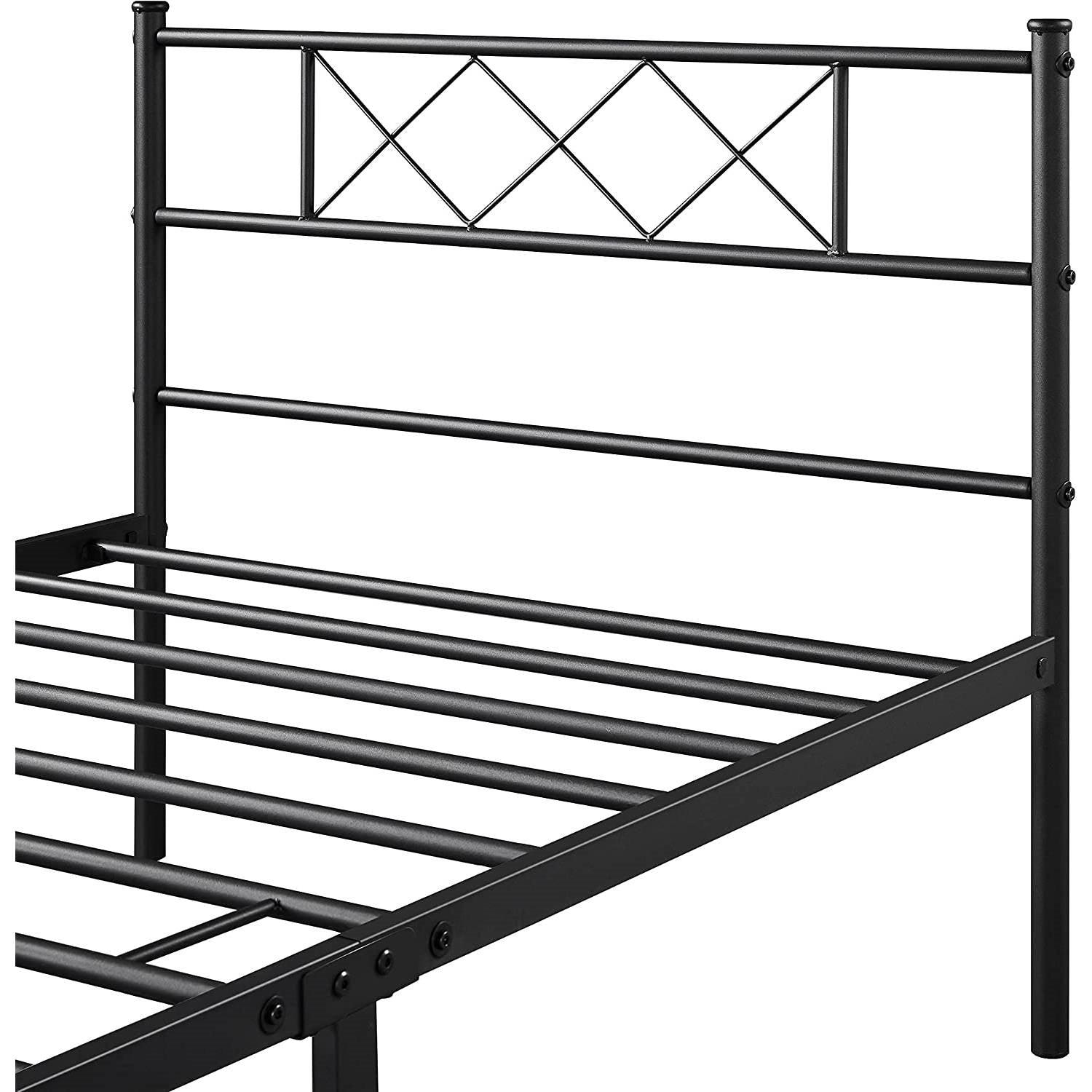 Twin Size Traditional Powder Coated Slatted Metal Platform Bed - PRHOMZ