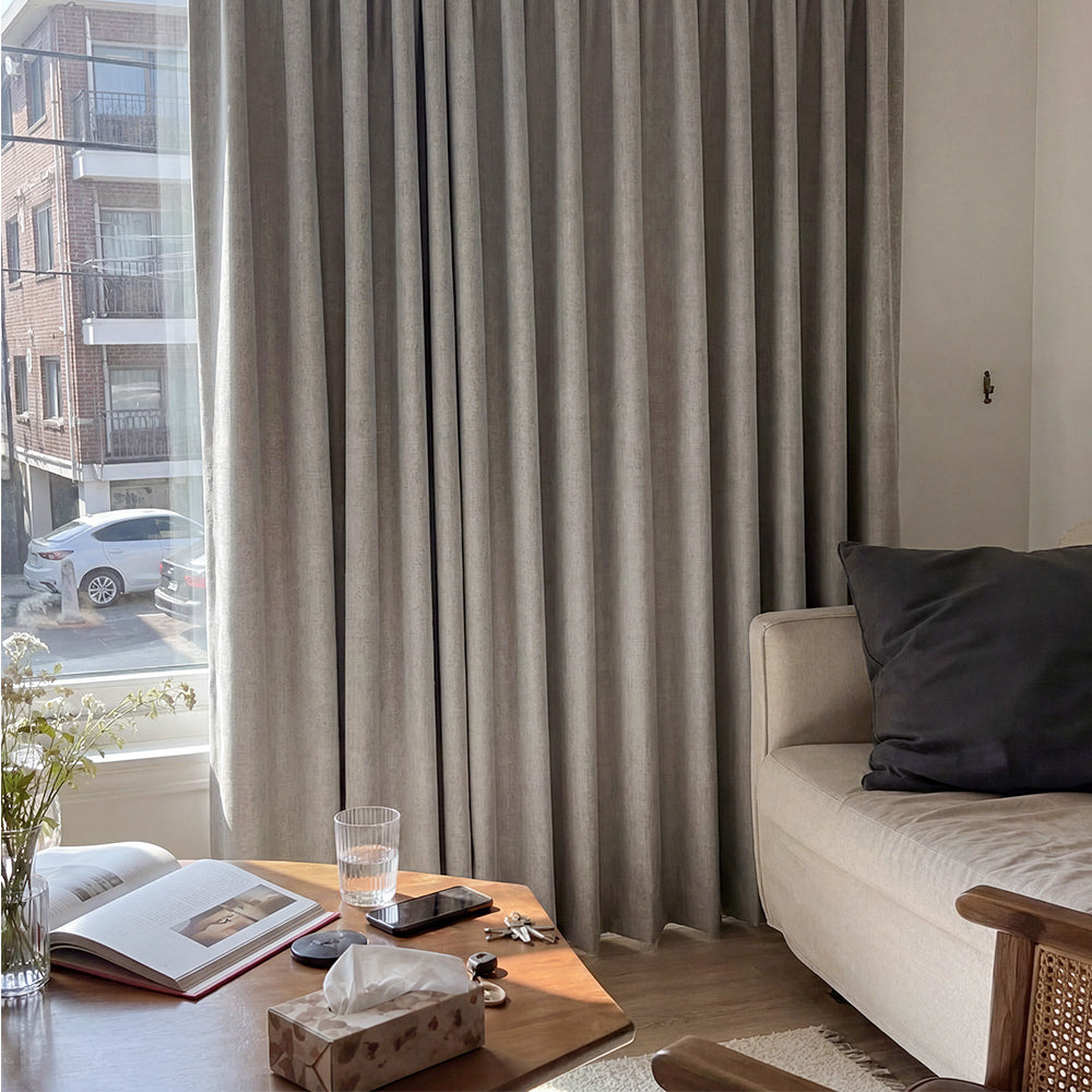 Aiden 100% Blackout Linen Textued Curtains