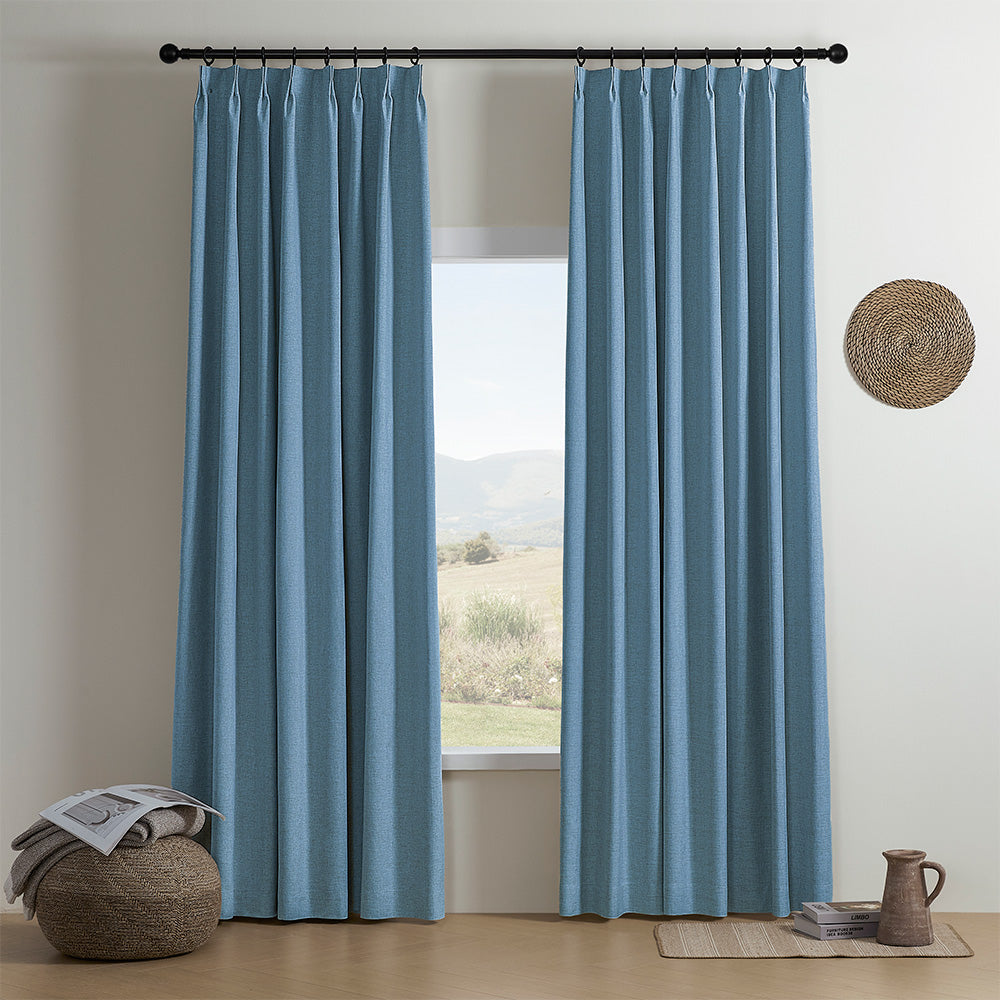 Aiden 100% Blackout Linen Textued Curtains
