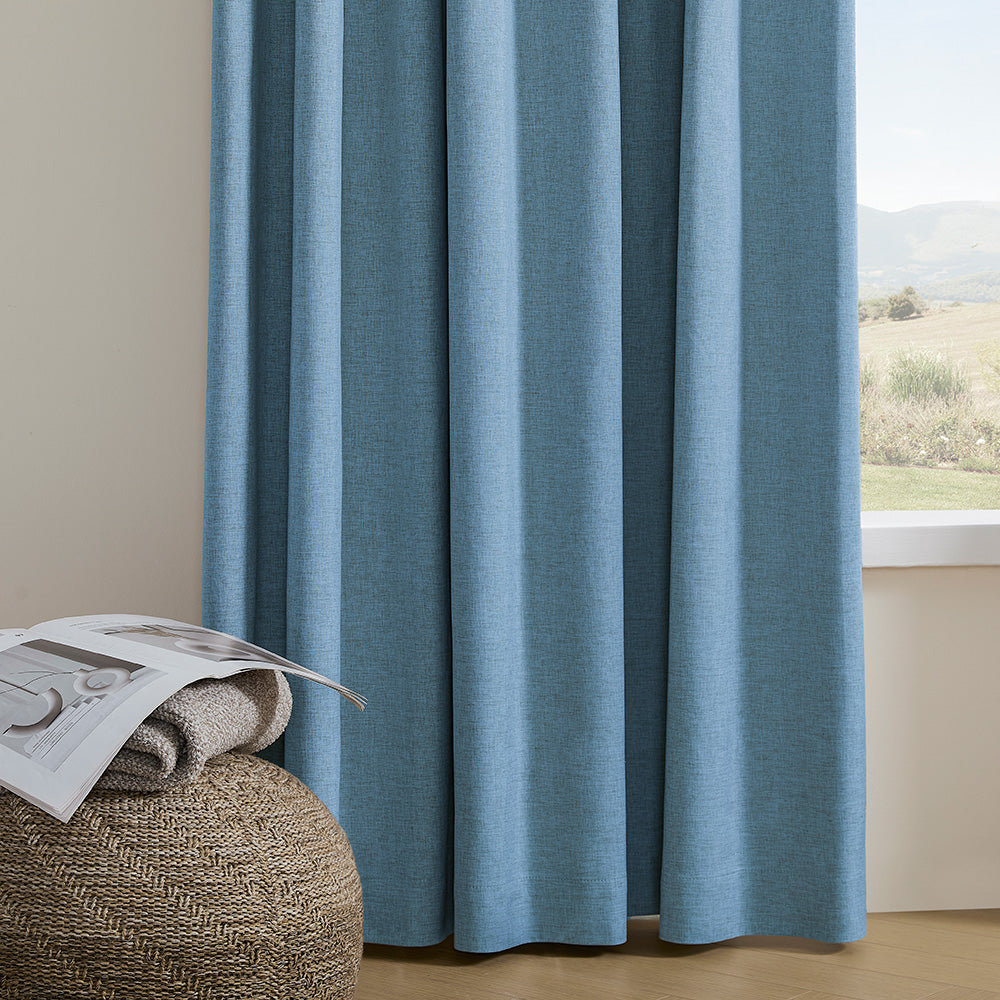 Aiden 100% Blackout Linen Textued Curtains