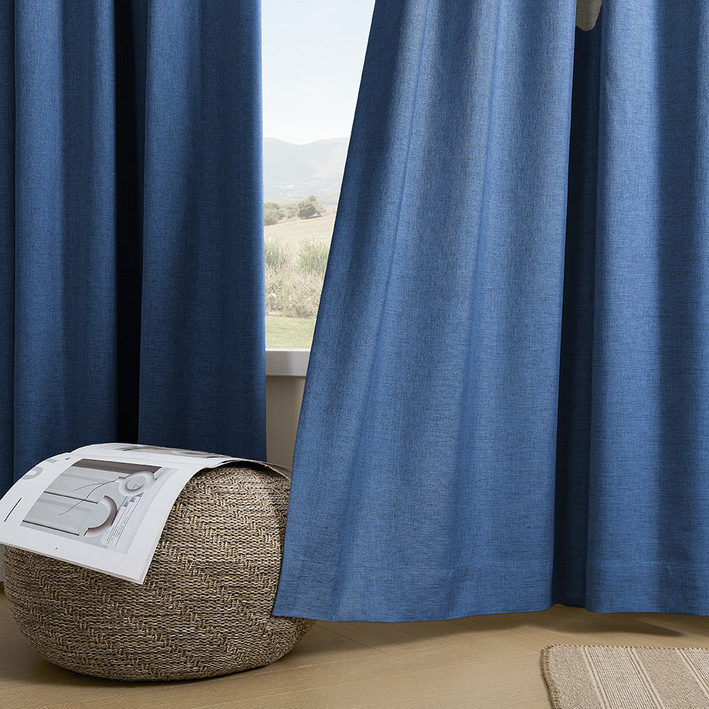 Aiden 100% Blackout Linen Textued Curtains