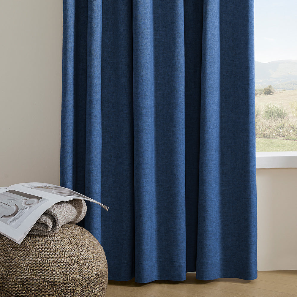 Aiden 100% Blackout Linen Textued Curtains