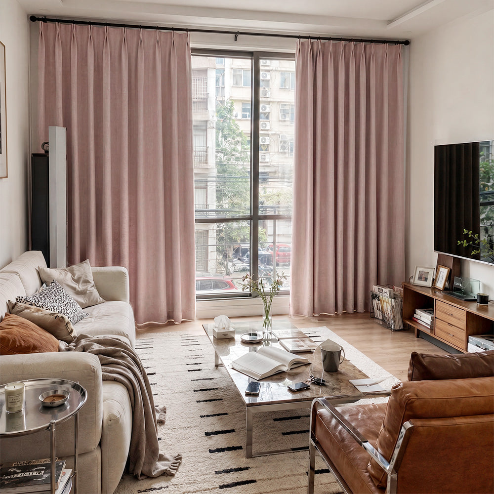 Aiden 100% Blackout Linen Textued Curtains