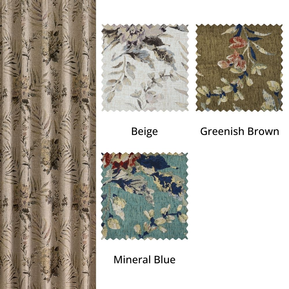 Ainsley Cottage Style Botanical Cotton Curtains